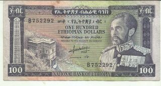 Ethiopia 100 Dollars 1966 P 29.  Haile Selassie.  Vf.  8rw 05nov