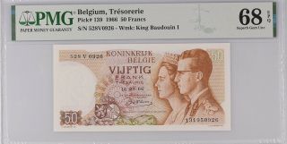Belgium 50 Francs 1966 P 139 528v0926 Gem Unc Pmg 68 Epq Top Pop
