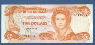 Bahamas 5 Dollars 1974 (1984) Sign F.  H.  Smith Aunc P45b