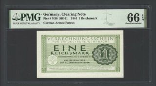 Germany - Clearing Note One Reichsmark 1944 Pm38 Uncirculated Grade 66