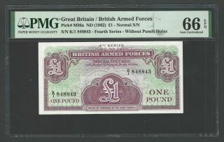 British Armed Forces One Pound,  Nd (1962) Pm36a Uncirculated Grade 66