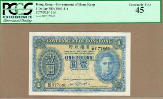Hong - Kong: 1 Dollar Banknote,  (xf Pcgs45),  P - 316,  1940 - 41,