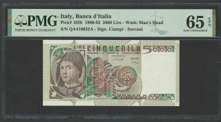 Italy 5000 Lire 1980 - 82 P105b Uncirculated Grade 65
