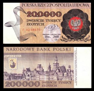 Poland 200000 Zlotych 1989 P 155 Banknote