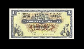 1.  7.  1966 Royal Bank Of Scotland 1 Pound " Cp " ( (gem Unc))