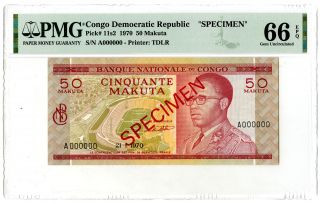 Congo.  Banque Nationale Du Congo,  1970 50 Makuta,  P - 11s2 Pmg Gem Unc.  66 Epq