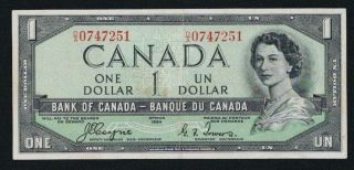 Canada 1954 $1 Dollar Bill Devils Face Coyne - Towers Very Bright Note Vf,