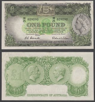 (b55) Australia 1 Pound Nd 1953 - 60 (vf, ) Banknote P - 30