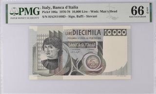 Italy 10000 Lire 1976 - 1978 P 106 A Gem Unc Pmg 66 Epq