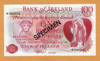 Ireland 1978 Bank Of Ireland 100 Pounds Specimen.