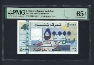 Lebanon 50000 Lira 22 - 11 - 2004 P88 Uncirculated Grade 65