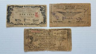 3 Philippines 1943 Samar Currency Board Notes - 1 5 10 Peso Wwii Emergency Issue