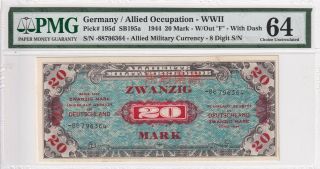 1944 Germany/allied Occupation - Wwii 20 Mark P - 195d Pmg 64 Choice Unc