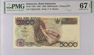 Indonesia 5000 Rupiah1992/1999 P 130 Gem Unc Pmg 67 Epq High