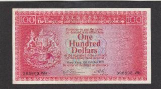 100 Dollars Extra Fine Banknote From British Colony Of Hong Kong 1973 Pick - 194