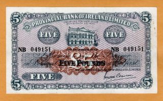 Ireland,  Northern Ireland 1949 Provincial Bank Of Ireland Ltd 5 Pounds.