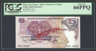 Papua Guinea 5 Kina (20) 02 P13es Specimen Uncirculated Grade 66
