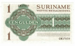 Suriname 1 Gulden 1974 AU/UNC ARRON State Note JEZ Surinam Pick 116c 2
