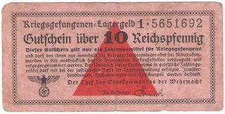 Nazi Germany Banknote - 10 Reichspfennig - Year 1939 - 1944 - Prisoner Of War