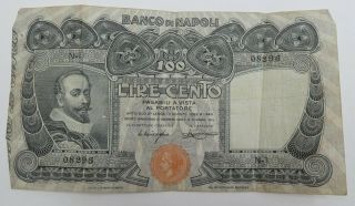 1914 100 Lire Banco Di Napoli Italy Pick S857 Fine - B
