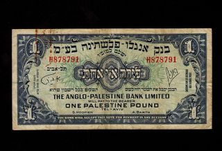Israel:p - 15a,  1 Pound,  1948 Anglo Palestine Bank Issue F - Vf Nr