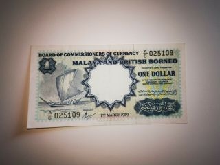 Malay And British Borneo $1 Bank Note 1959