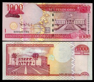 Dominican Republic 1000 1,  000 Pesos 2004 P 173 Low Serial Unc