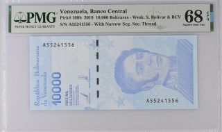 Venezuela 10000 Bolivares 2019 P 109 B Narrow Gem Unc Pmg 68 Epq