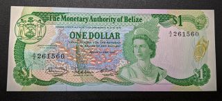 1980 Monetary Authority Of Belize One Dollar Bank Note