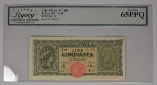 1944 Legacy Gem 65ppq Italy - Banca D 