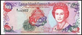 1996 Cayman Islands $10 Dollars Banknote B/1 550580 Aunc P - 18a