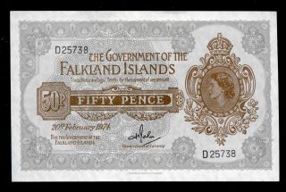 Falkland Islands 50 Pence Government 1974 Paper Money