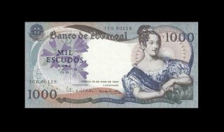 1967 Bank Of Portugal 1000 Escudos Rare 00118 ( (aunc))