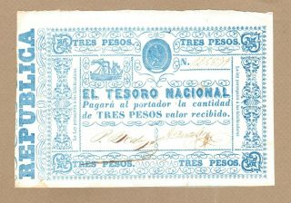 Paraguay: 5 Pesos Banknote,  (au),  P - 23,  1865,