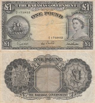 Bahamas 1 Pound Banknote,  1953 Choice Fine Cat - 15 - C - 5952