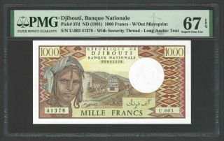 Djibouti 1000 Francs Nd (1991) P37d Uncirculated Grade 67