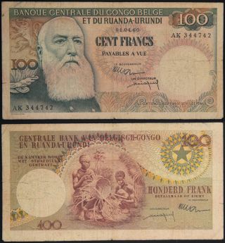 Belgian Congo: 100 Francs 1960 (p33b) - F