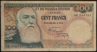 Belgian Congo: 100 Francs 1960 (P33b) - F 2