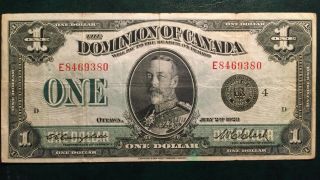 Dominion Of Canada 1923 One Dollar Banknote Campbell /clark Black Seal Very Good