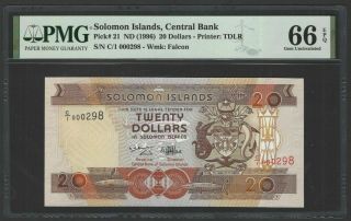 Solomon Islands 20 Dollars Nd (1996) P21 Uncirculated Graded 66