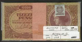 1945 Hungary 10,  000 Pengo Note Bundle Of 12 Notes Unc