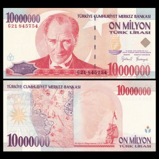 Turkey 10000000 10 Million Lira,  1999,  P - 214,  Unc