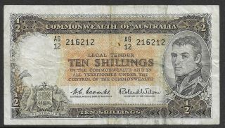 K - 3 =1961 Australia Reserve Bank Coombs / Wilson Ten 10 Shilling Fine