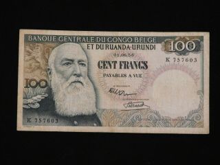 1956 Belgian Congo 100 Francs