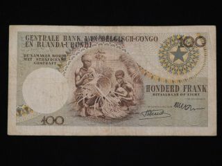 1956 BELGIAN CONGO 100 FRANCS 2