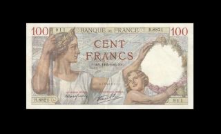 14.  3.  1940 Banque De France 100 Francs Rare " R " ( (ef))