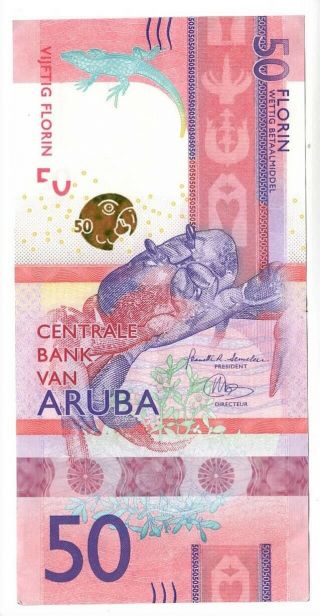 Aruba 50 Florin Crisp Xf/au Banknote (2019) P - 23 Prefix A Paper Money