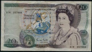 Uk (great Britain) England £20 Pounds Queen Elizabeth Ii Banknote (1984 - 1990) - -