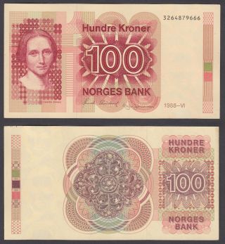 Norway 100 Kroner 1988 (xf - Au) Crisp Banknote P - 43