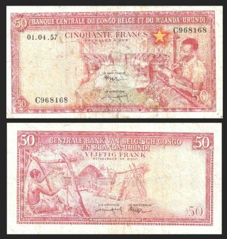 Belgium Belgian Congo 50 Francs 1957 Pick 32 Banknote
